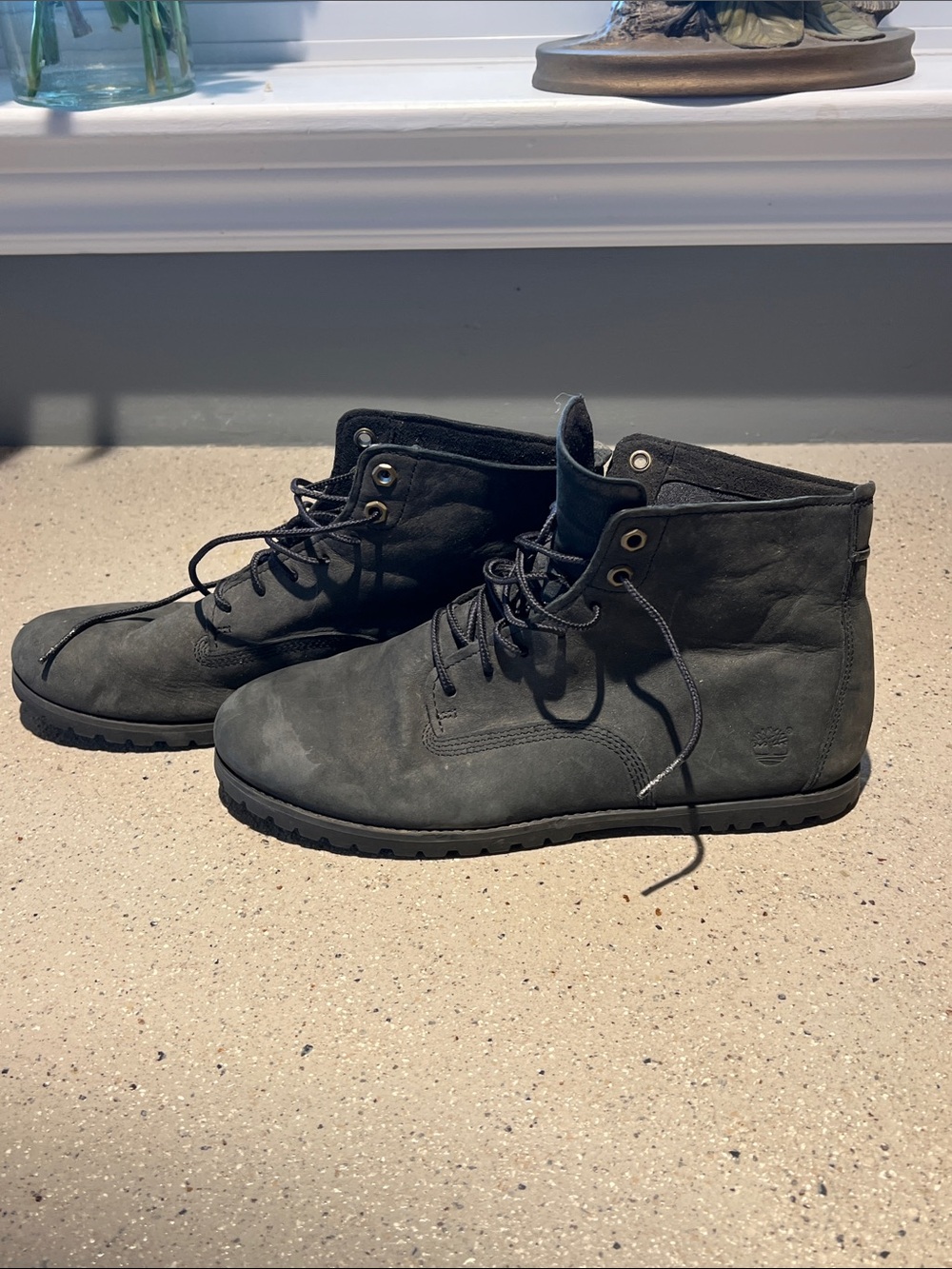 Timberland Dark Gray Nubuck Lace-Up Ankle Boots